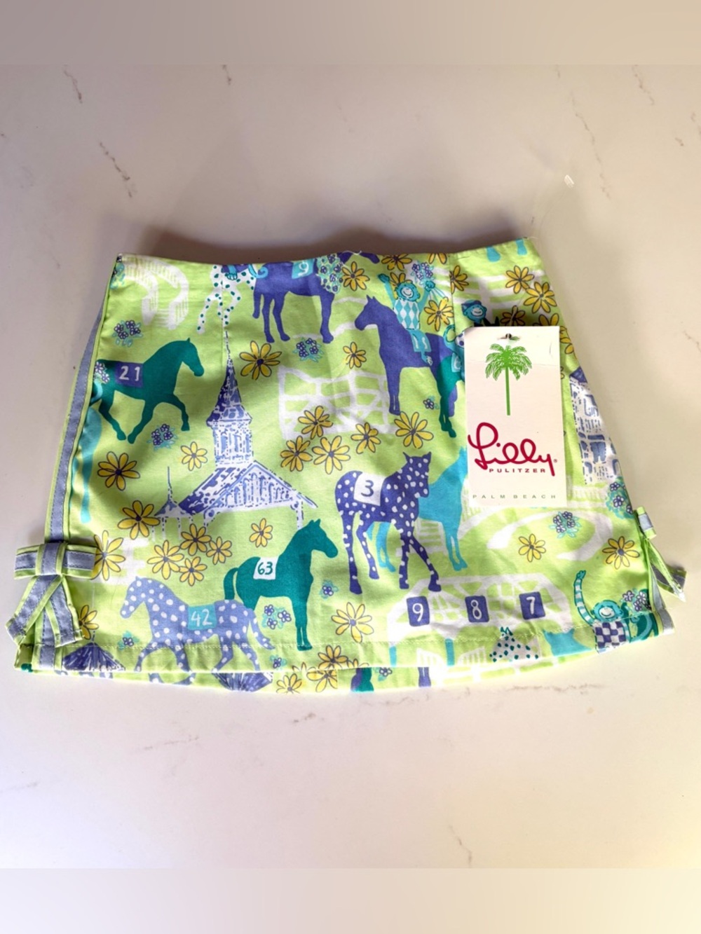 Girl Lilly Pulitzer Lime Green and Aqua Horse Print Skort Size 5